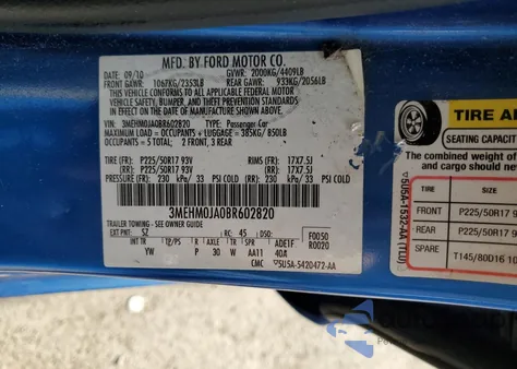 2011 Mercury Milan Premier из США, поврежденный, VIN 3MEHM0JA0BR602820